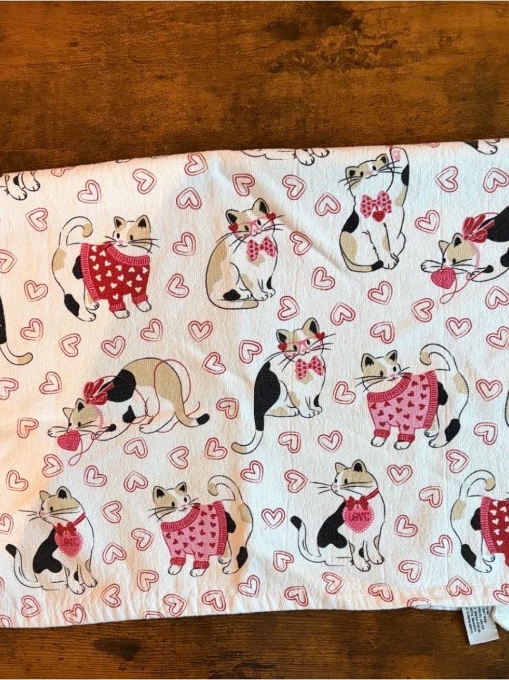 Rachel Zoe Pink and White Cat-Print Hand Towel
